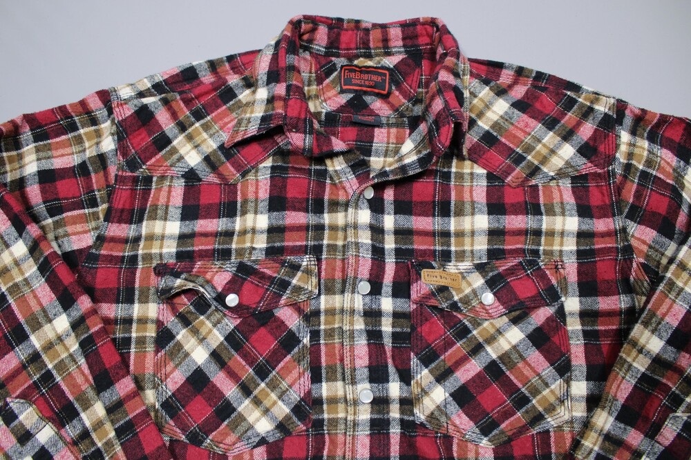 Five Brother Western Pearl Snap Long Sleeve Shirt Mens XL Plaid Flannel